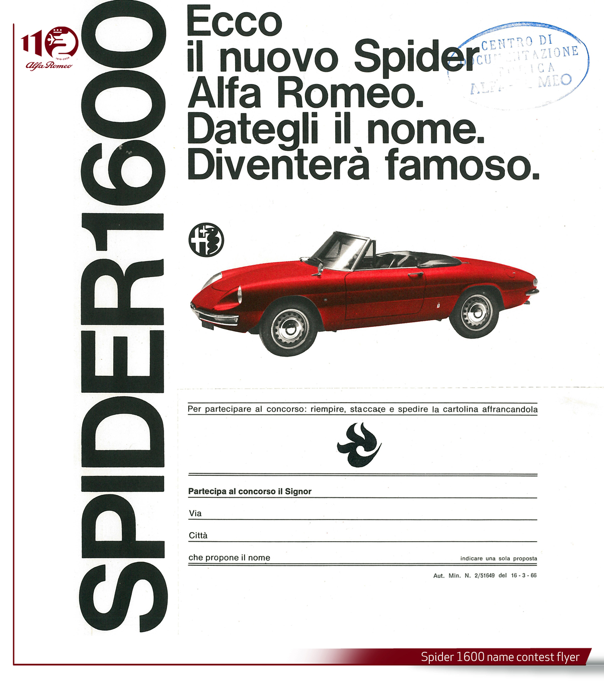 Spider-1600-name-contest-flyer-ENG SemanalClásico - Revista online de coches clásicos, de colección y sport - La Duetto de Alfa Romeo